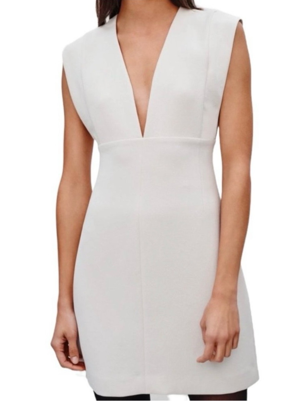 NEW Wilfred Ternier Mini Dress Deep V Plunge Mobe Pearl Japanese Fabric Size 10